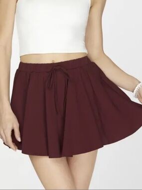 Flutter Mini Skirt in Deep Wine